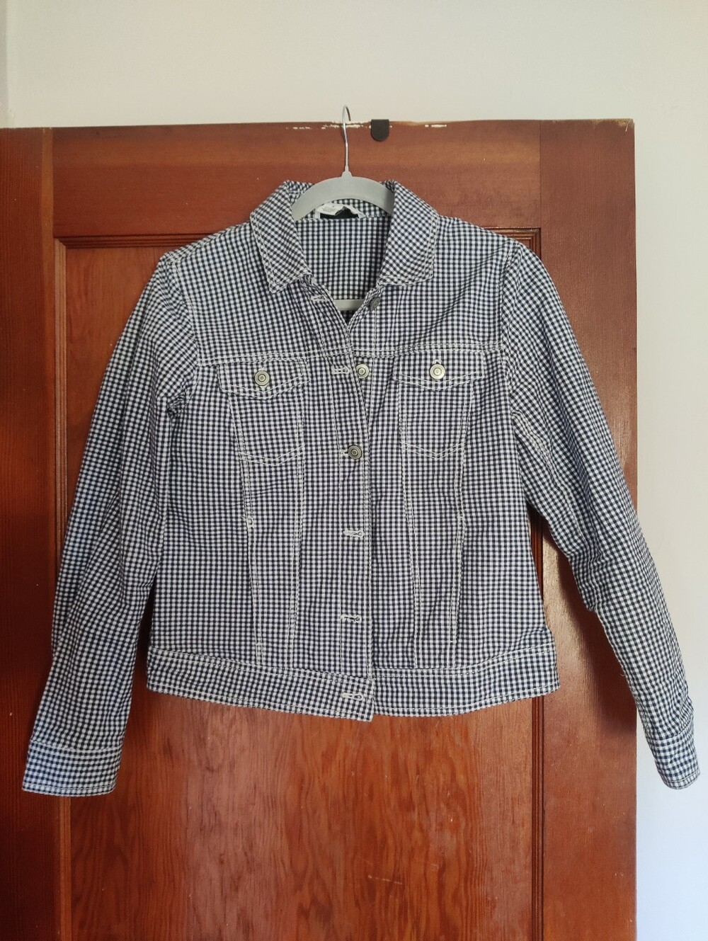 Peck & Peck Women's Blue & White Gingham Jacket, Sz. M